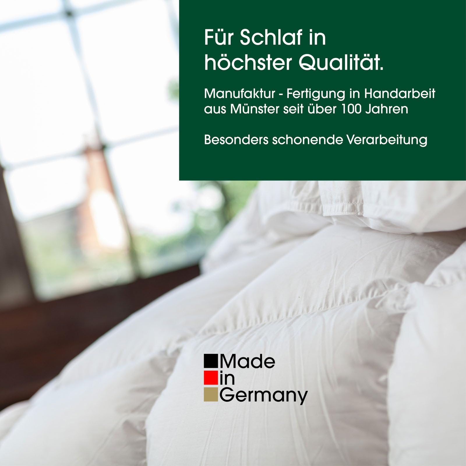 Premium de Luxe Daunenkissen 80x80 cm - Made in Germany Daunen Kopfkissen aus 100% Baumwolle - 3 Kammer Daunenkissen für Allergiker [1er Pack]