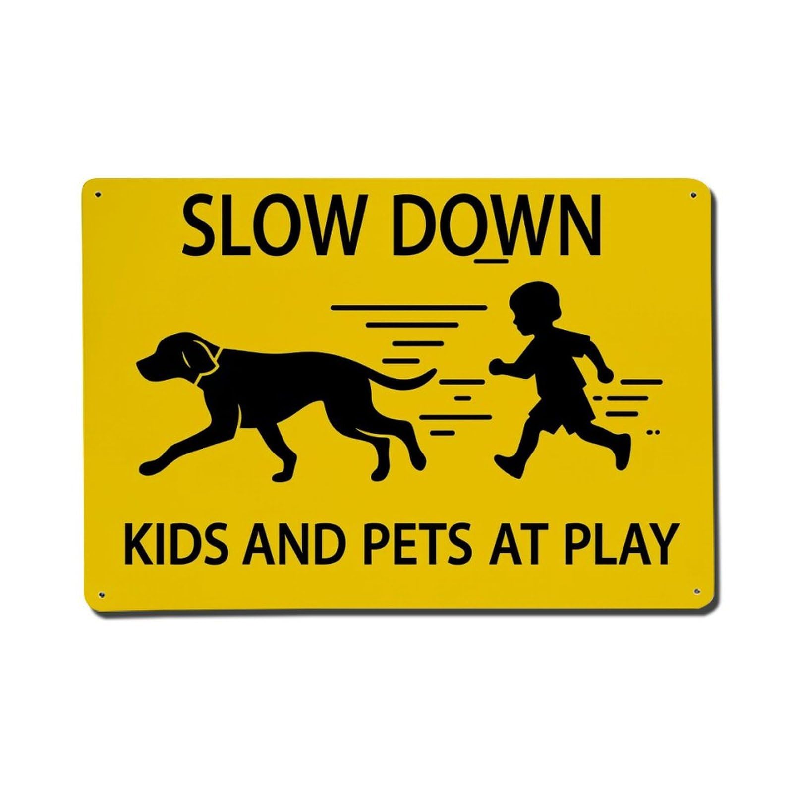 Slow Down Kids And Pets At Play Vintage Tin Sign Retro Metal Wall Decor Metal Poster, Home Bar Garage Farmhouse Cafe Wall Art Decoration 8x12Inches