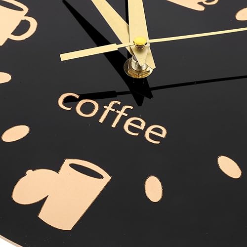 Miniatura 6 de Reloj de pared silencioso y moderno con diseño de taza de café, 12 x 12 pulgadas, negro (decoración de cocina, tema de dibujos animados, funciona