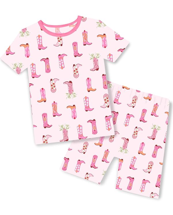 babee Reshinee Bamboo Viscose Toddler Cowgirl Girls Kids Pajamas Short Sleeve Summer Cool Snug fit Pjs 3-4Y 2pcs by babee Reshinee - Used condition - US$25.60