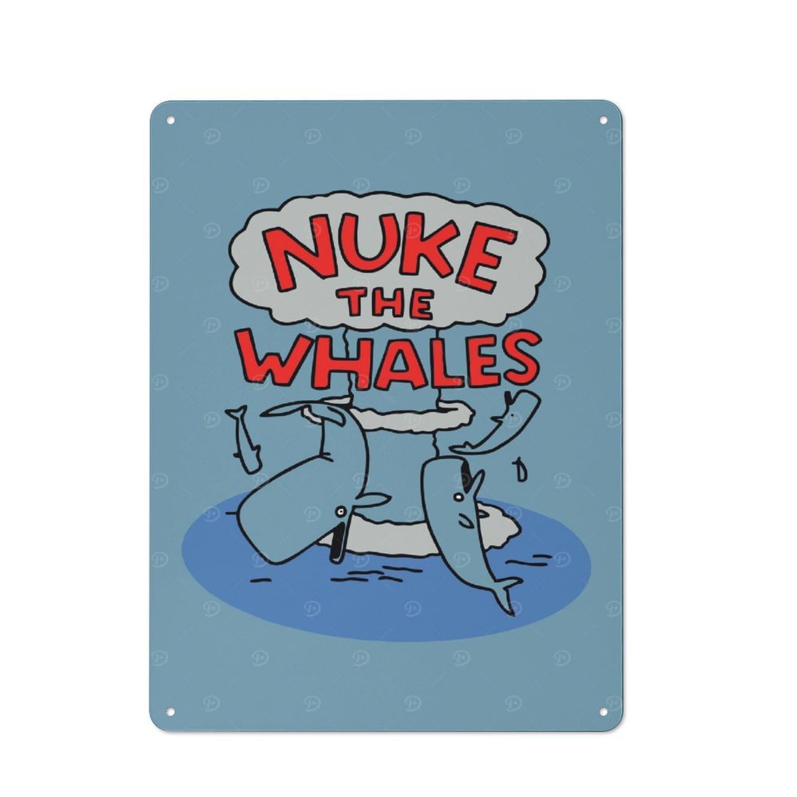 Junmoney Nuke The Whales Cartoon Tin Wall Plaque 40X30cm With For Workshop Wall, Suited To Makers And Diy Enthusiasts