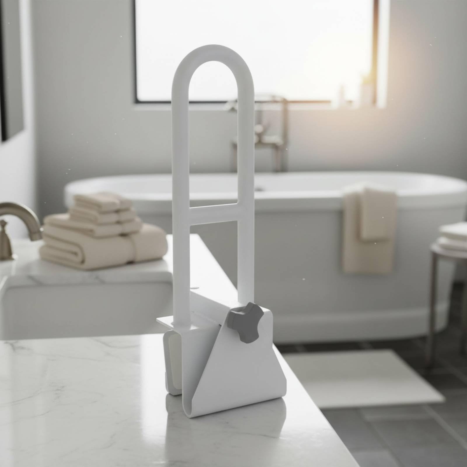 Amagogo Barra de Apoyo para Baño Barra de Asidero Manija Antideslizante con Soporte Reforzado Ajustable Soporta Hasta 80kg Compatible con Bañeras Estándar con, Especial 5-14cm