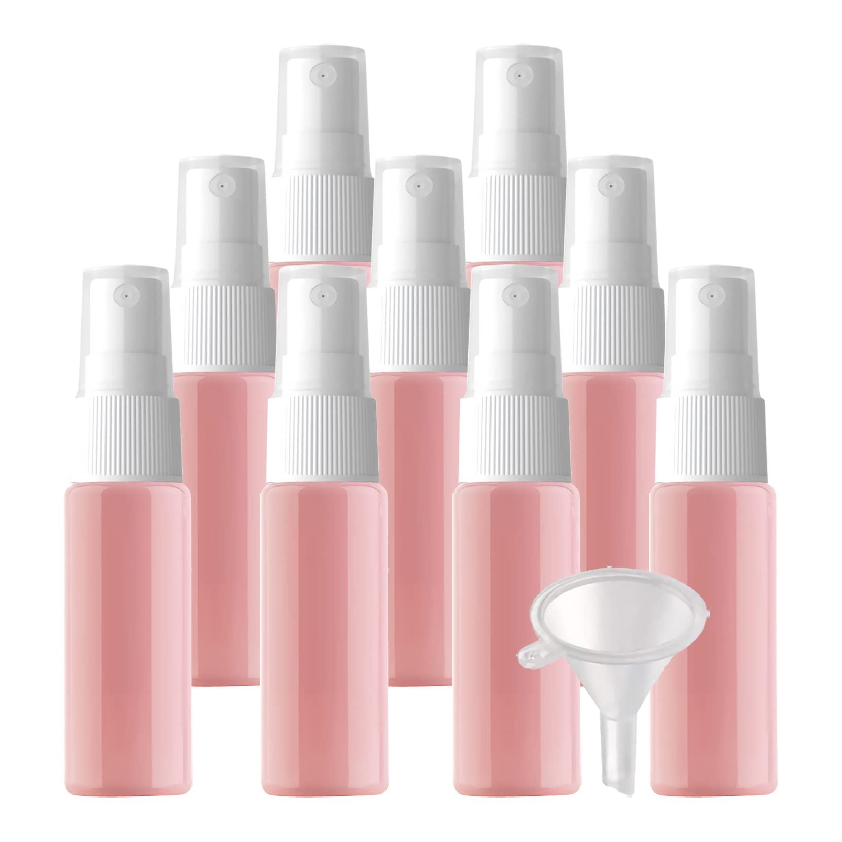 TIANZD 50 Stück Klein Leere Rosa 20 ml Kunststoff Sprühflasche mit Weiß Zerstäuber Flasche, 20ml Feinen Nebel Pumpzerstäuber Parfümzerstäuber Zerstäuberflasche Reise Flakons, 3x Trichter