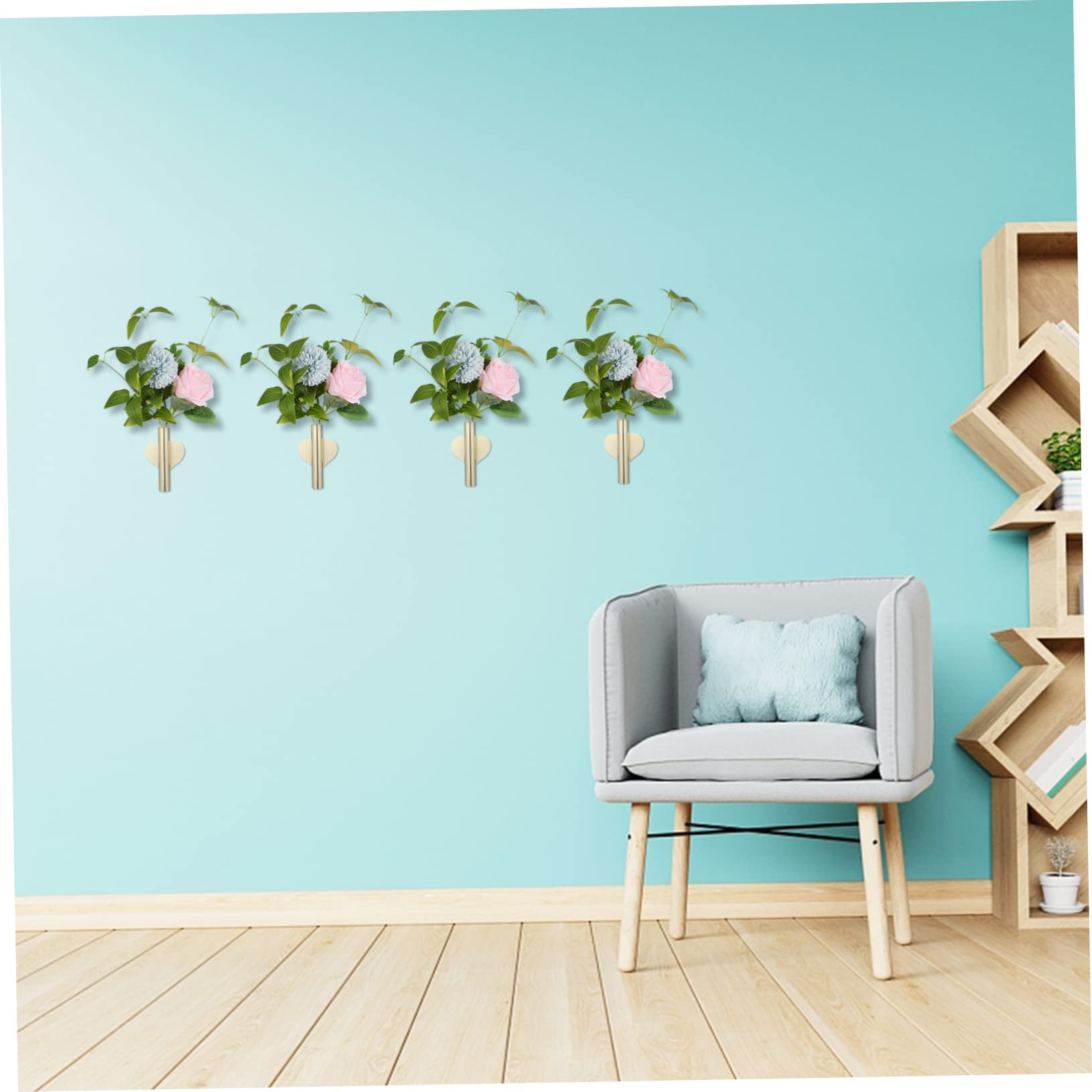 STOBAZA 6stücke Wandvase Aus Kreative Wandblumentöpfe Für Dekoration Blumenhalterung Für Kunstblumen Und Pflanzen Für Wohnzimmer Und Flur Goldene Herzform Ohne Klebeband
