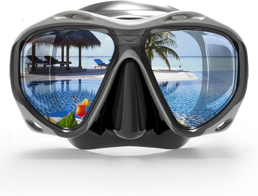 COPOZZ Scuba Mask, No Fogging Snorkeling Scuba Dive Glasses, Great Seal Free Diving Tempered Glass Mask Goggles (Black) : Sports & Outdoors