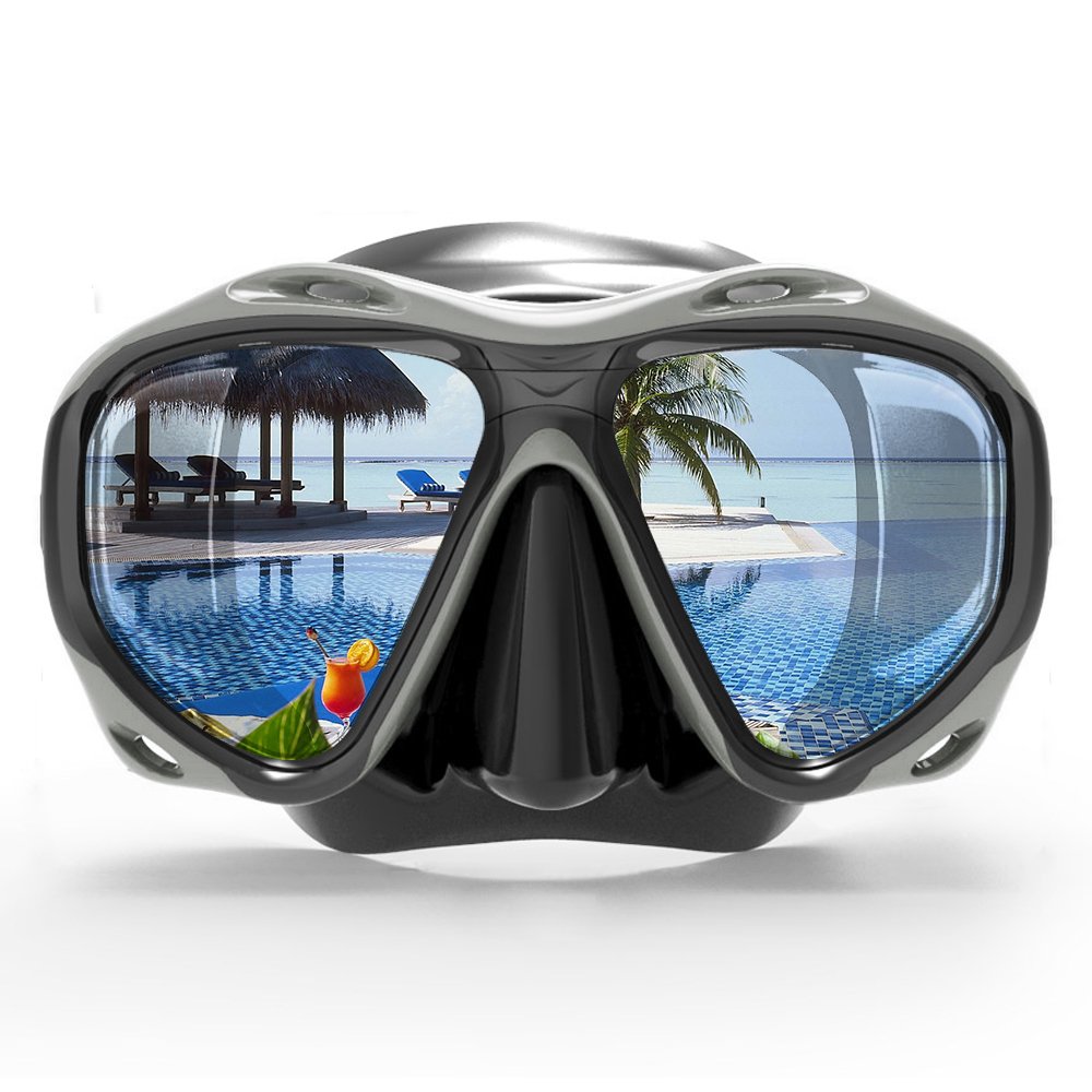 COPOZZAdult Scuba Mask, Dive Mask Anti Fog Snorkeling Scuba Diving Glasses, Great Seal Free Diving Tempered Glass Mask Goggles