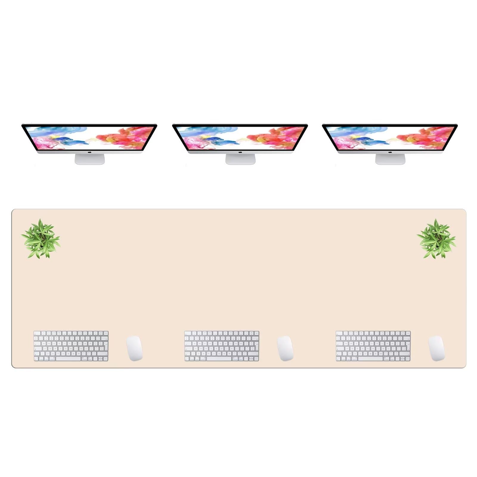 LL-COEUR Extra Large PU Leather Desk Mat Large Mouse Pad XXL Waterproof Table Mat Office Laptop Writing Pad (78.7 x 27.6 inch, Apricot) — image 1