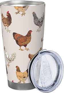 Chicken Rooster Tumbler Stainless Steel Vacuum Insulated Water Bottle Coffee Travel Mug For Chicken Lovers Rooster Gifts 20oz