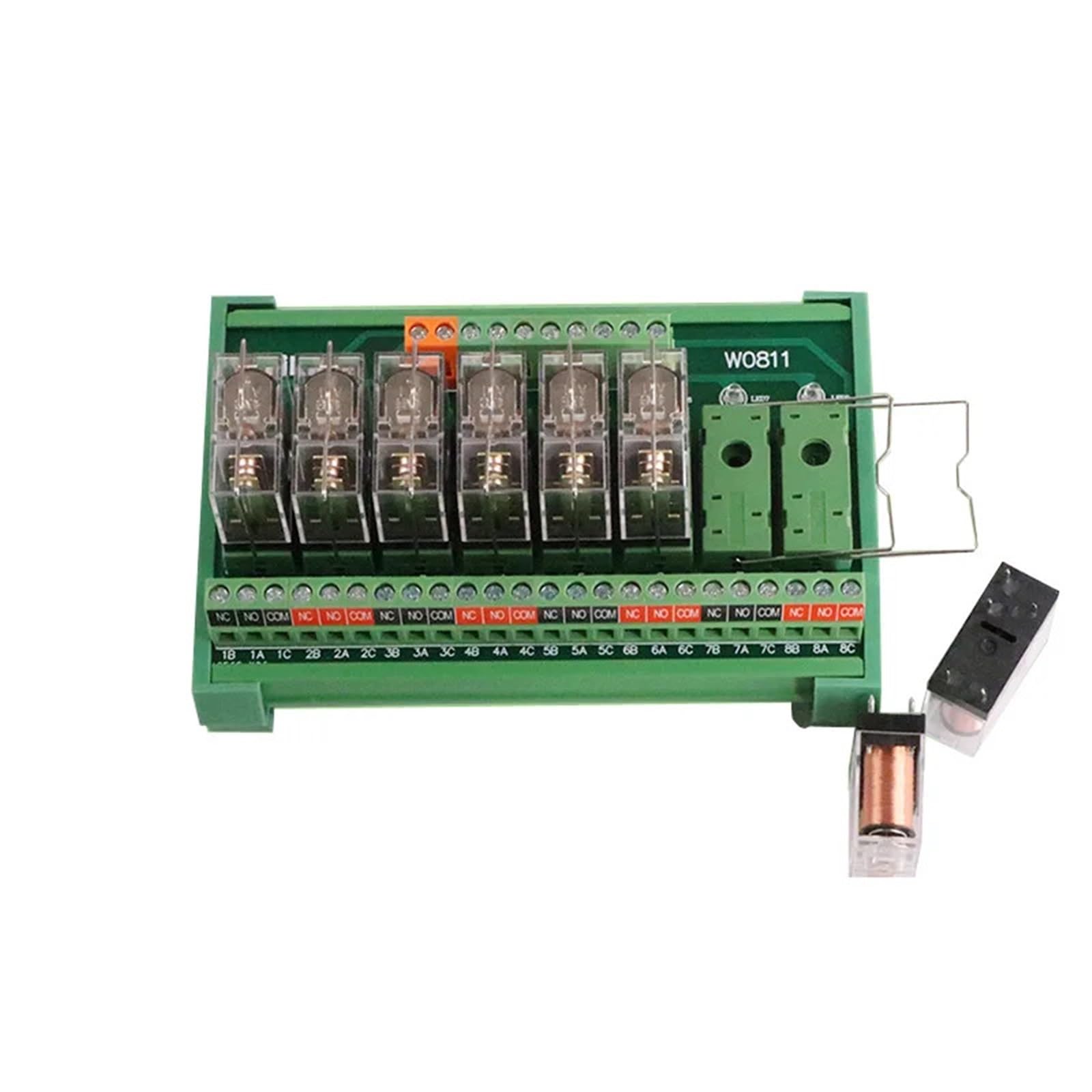 2/4 canales 1NO+ 1NC Módulo de relé de interfaz de montaje en carril DIN PLC DC 12V 24V PNP/NPN Compatible 1 Uds(1NO1NC 12V 4Channels)