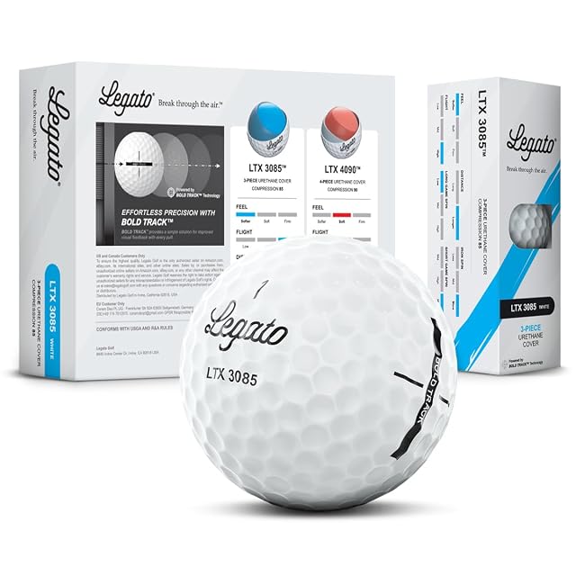 Legato Golf Balls LTX3085 Maximized Distance with Soft Feel 3 Piece Urethane Cover 85 Compression