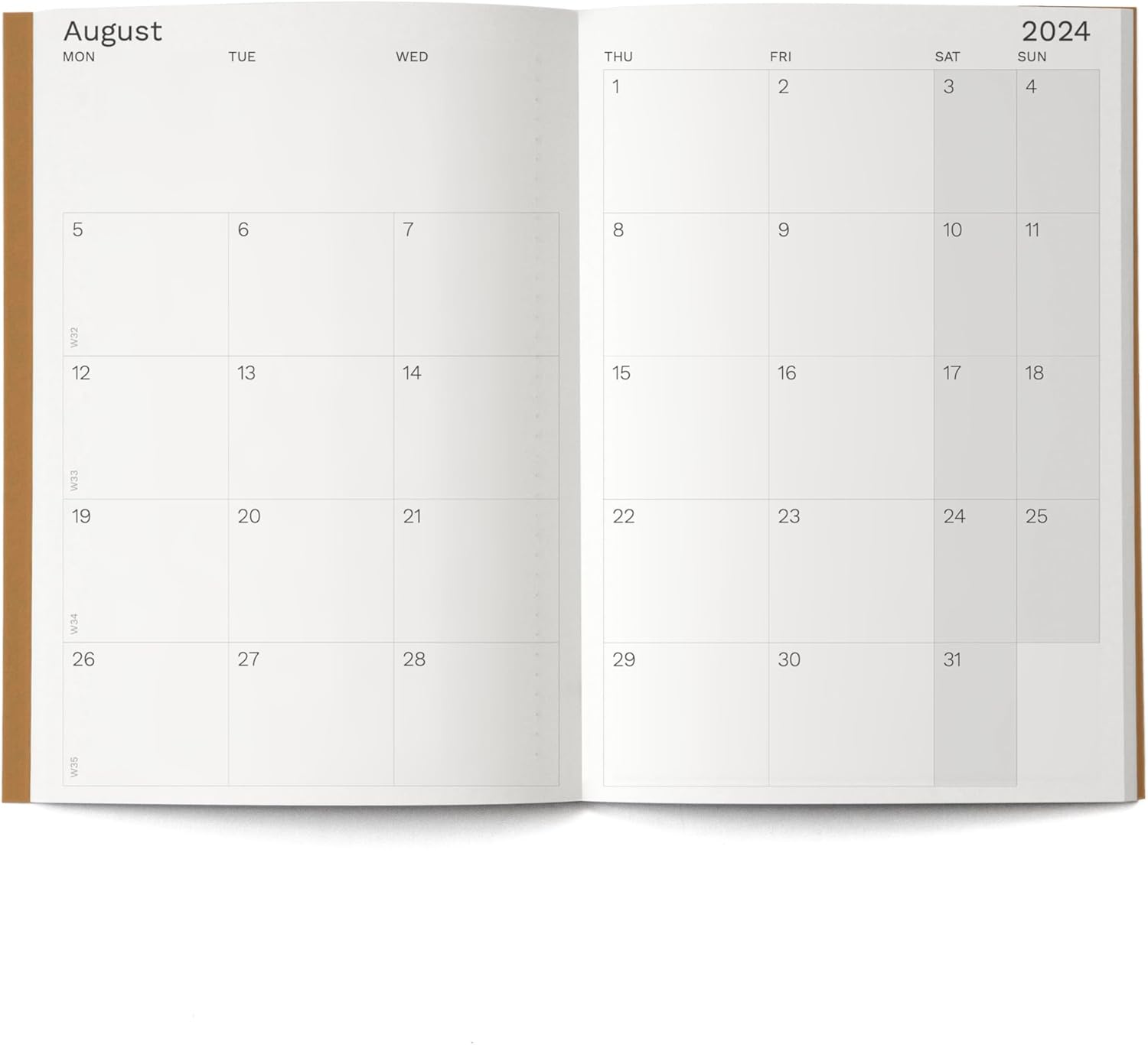 OCTÀGON DESIGN | 2024/2025 Small Monthly Planner PLUS similar A5 - Monthly Planner - 12 Months, August 2024/2025-2 Pages for Notes Between Months - Soft Cover - Kraft Colour