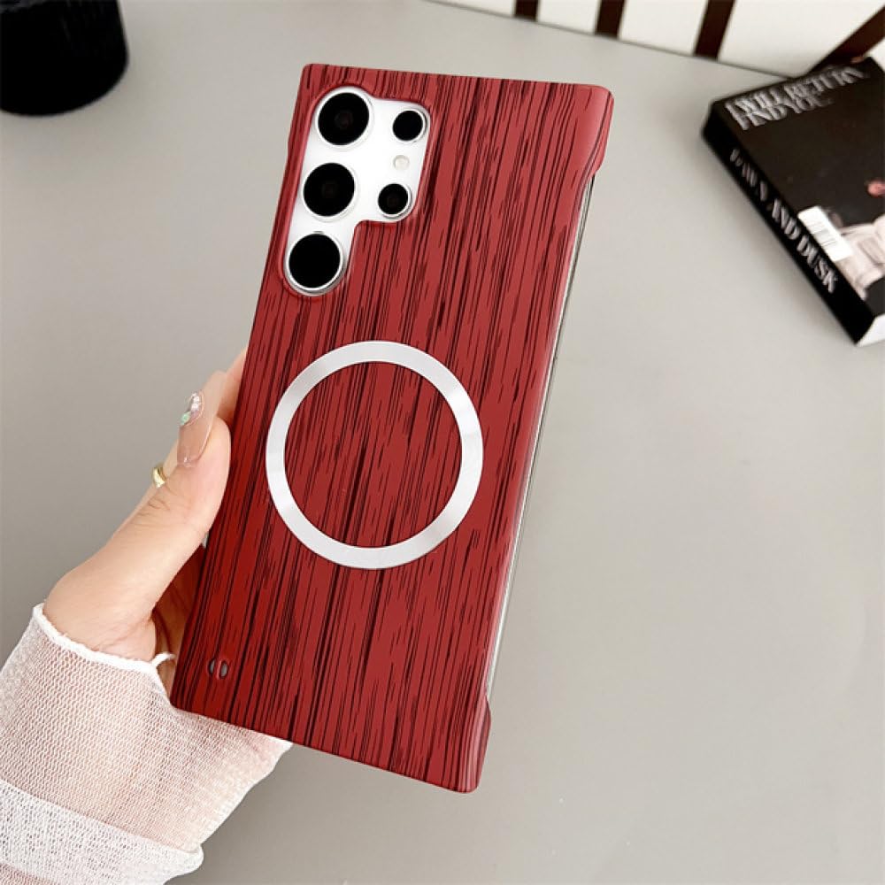 Coque rigide Samsung S22 grain de bois vin rouge pour le bureau - 8