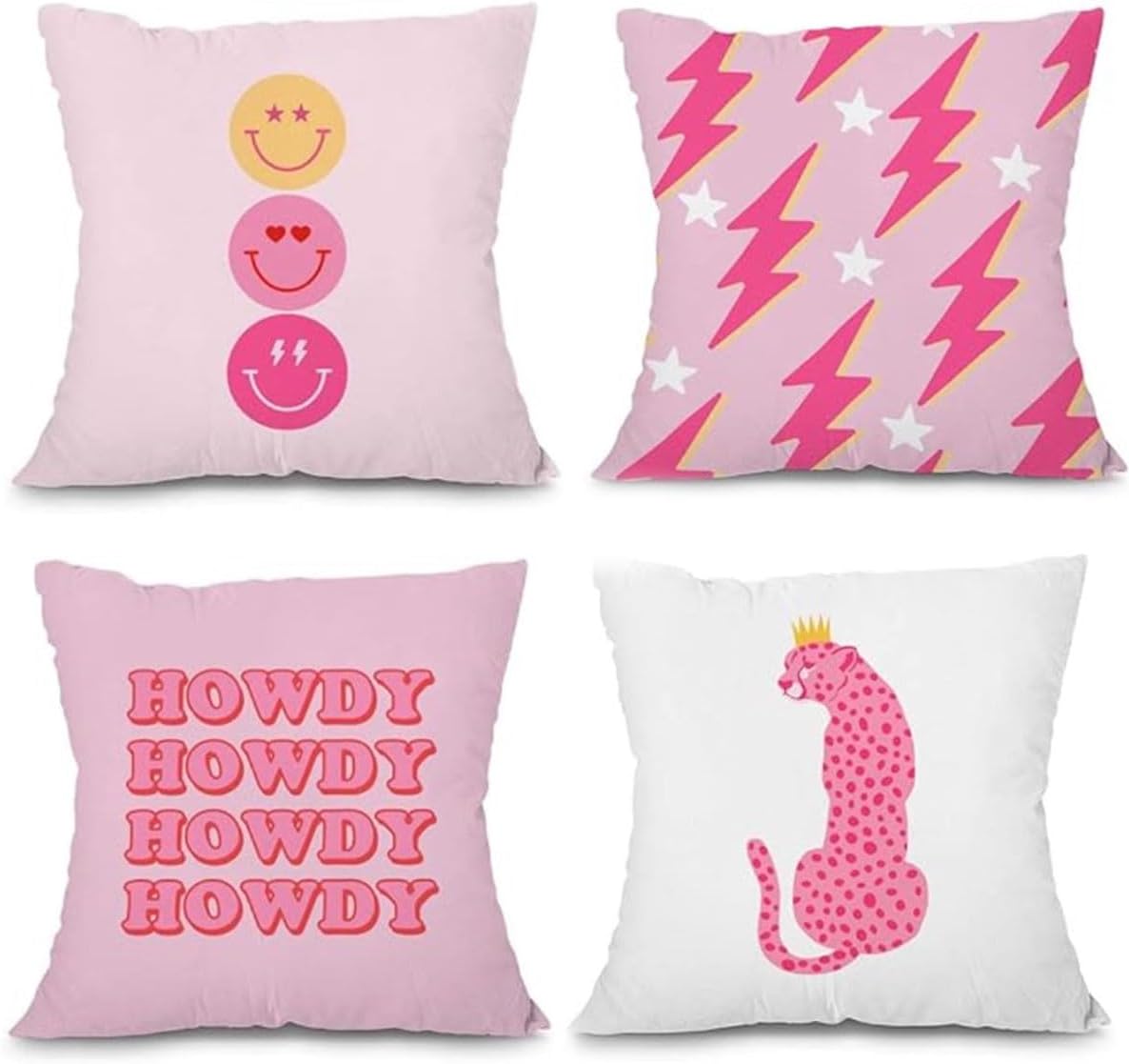Amazon.com: RYKEEN Pink Preppy Pillow Covers 18x18 Inch，Set of 4 Hot ...