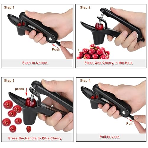 Fanlory CHERRY PITTER Heavy-Duty Stainless Steel Cherries Pitting Tool, Portable Cherries Corer Stoner Seed Tool With Lock Design, Fruit Pit Remover thumb #3