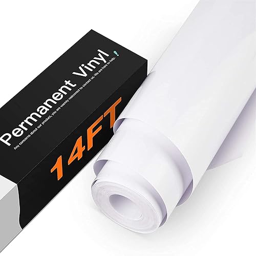 HTVRONT White Permanent Vinyl, 12" x 14 FT Glossy White