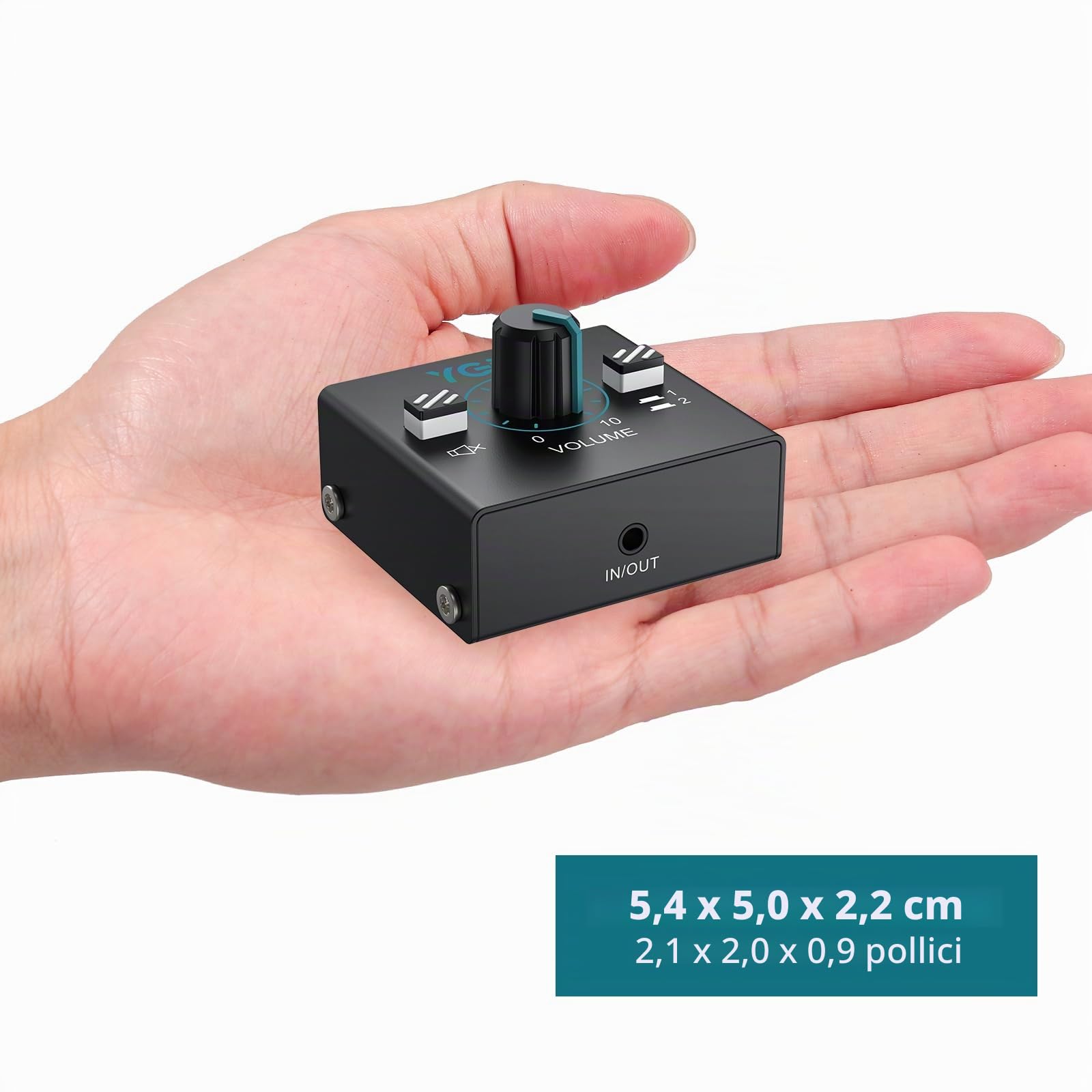 Switch Audio HDMI 2-in-1-out con Controllo Volume Integrato, Splitter 3.5 mm Senza Alimentazione per PC/TV/Cuffie - Cavo 1m Incluso e Design Compatto