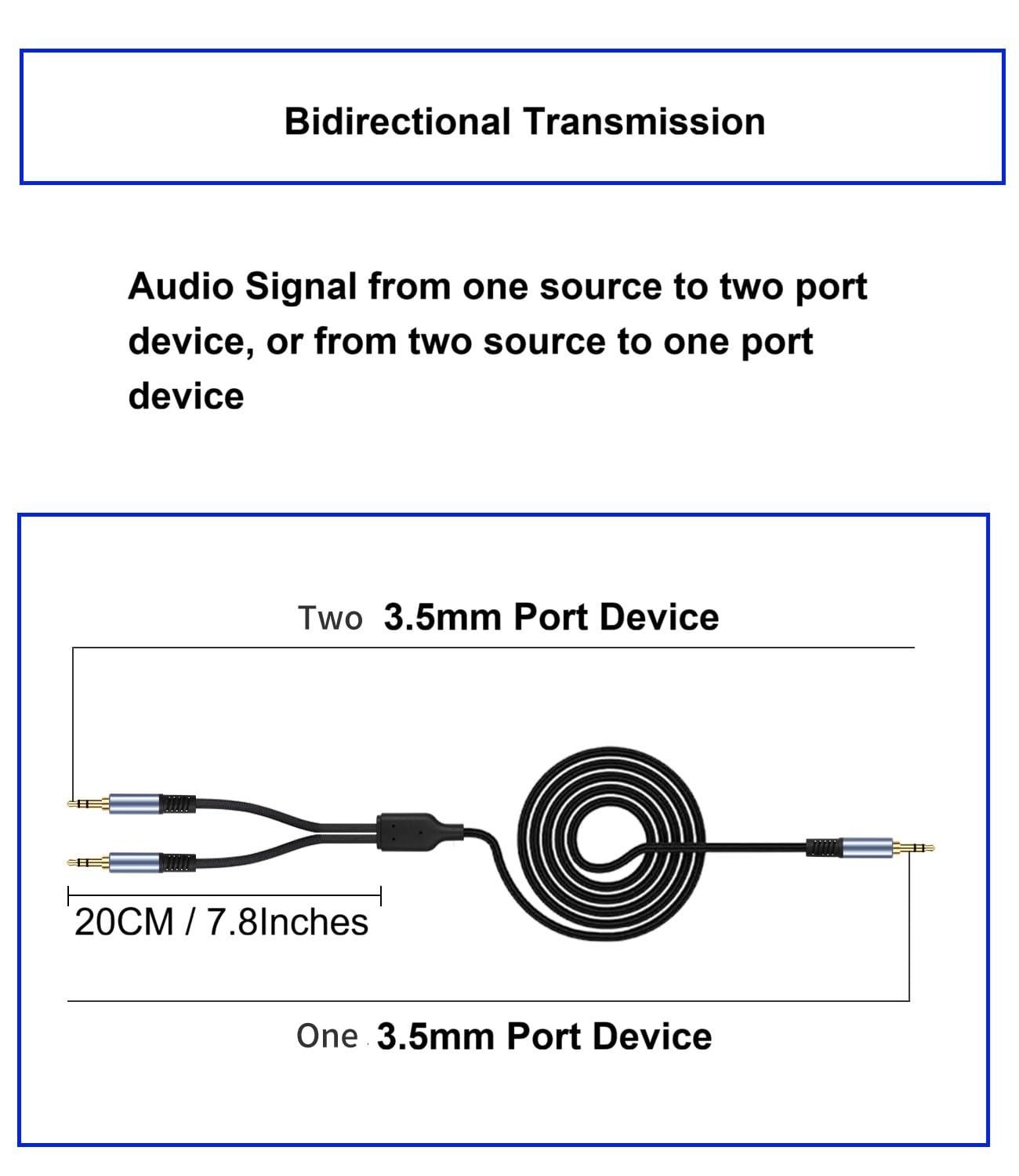Cable divisor estéreo TRS de 1/8 pulgadas de 6.6 pies, negro, macho a doble macho, cable de audio estéreo divisor en Y de 3.5 mm, para altavoces, auriculares, teléfono celular, PC, portátil, perfecto