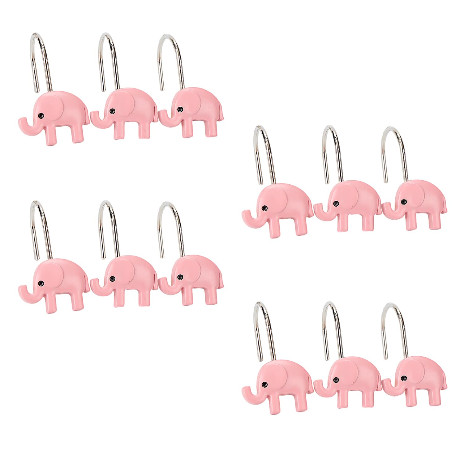 YRMLYMOPO Cute Shower Curtain Hooks,Elephant Shower Rust Proof Shower Curtain Hooks Curtain Hooks,Animal Shower Curtain Elephant Decor Shower Curtains Hooks 12pcs Shower Hooks for Shower Curtain