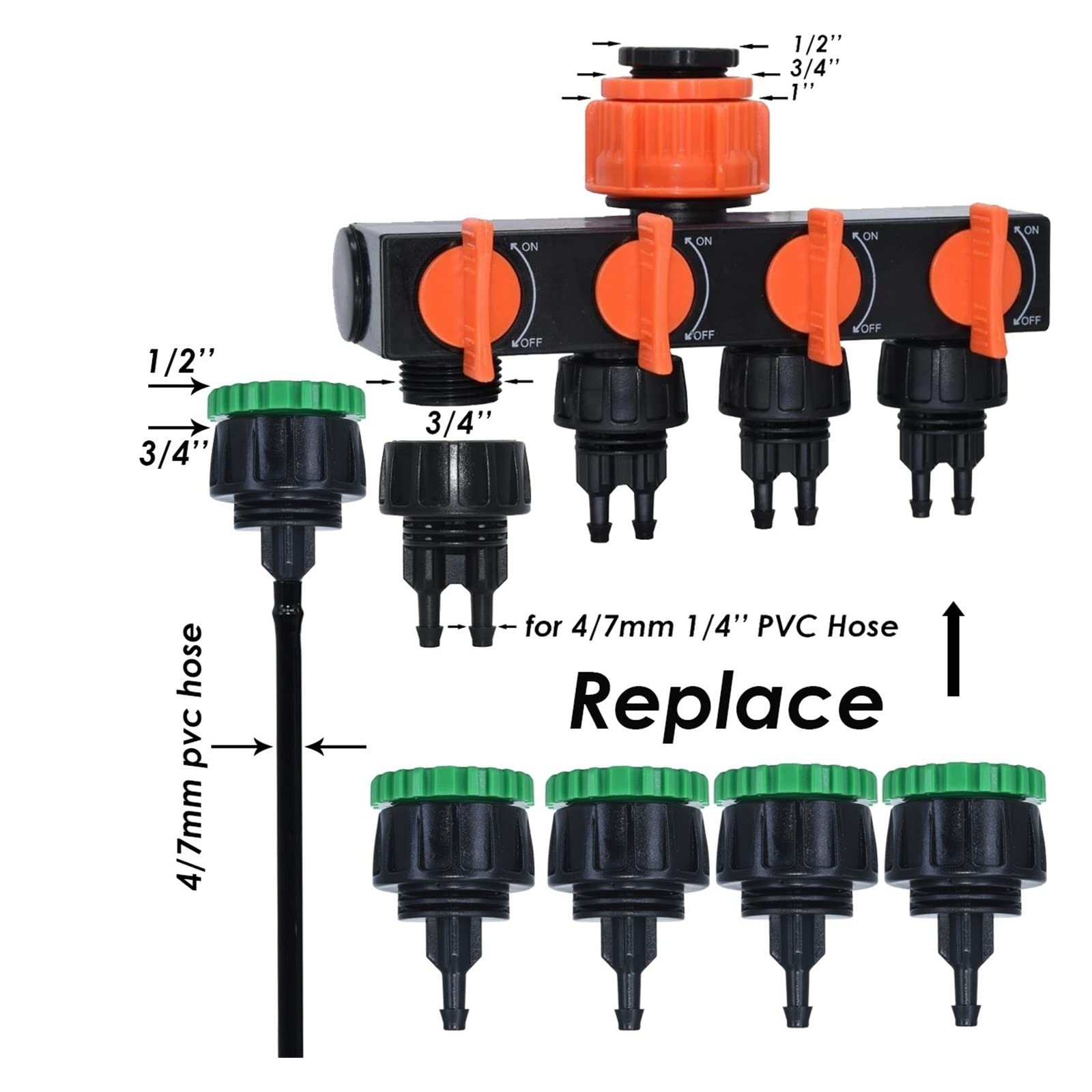 10m-50m 4/7mm Gartenbewässerung PVC-Schlauch 1/4 Zoll Micro Pipe Tubing Tropfbewässerung Balkon Sprinkler Rasen Blume Pflanze Lucky(SPL11-KIT11-50M)