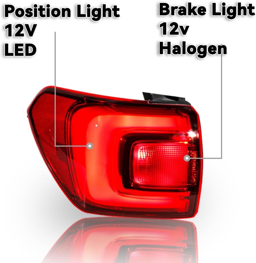 Tail Lights Fit for 2017 2018 2019 GMC Acadia SL/SLE/SLT/Denali, LED Chrome Housing Rear Brake Lamps OE Style Left Driver Side Taillights With Terrain Pkg Replace for GM2804126 84709444