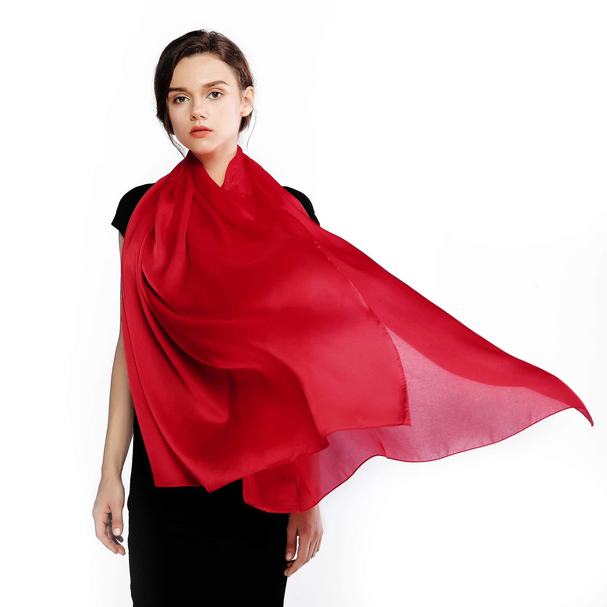 RIIQIICHY Foulard Sciarpa Seta Donna Pashmina Stola Scialle Cerimonia Abito da Sera Elegante Sposa