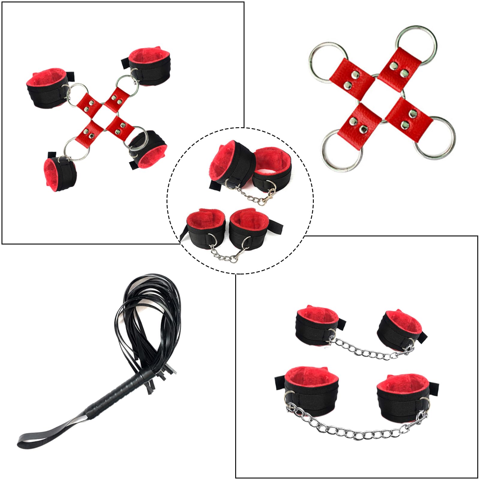 BDSMAGE Set Bondage 39 Pezzi Erotic Sex Toys, manette Sexishop Sexytoysys Donna Coppia, Plug Anale Butt Plug Set, Collare, Benda, Morsetti Capezzoli, BDSM sexy shop per Coppie Adulti