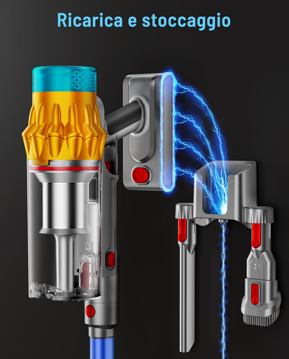 Aspirapolvere Senza Fili, 650W/55KPA/70Mins Scopa Elettrica Senza Fili Potente Verticale Antigroviglio, Raccoglipolvere Senza Contatto da 1,8L, Spazzola Anti-groviglio con Luce Verde(Blu)