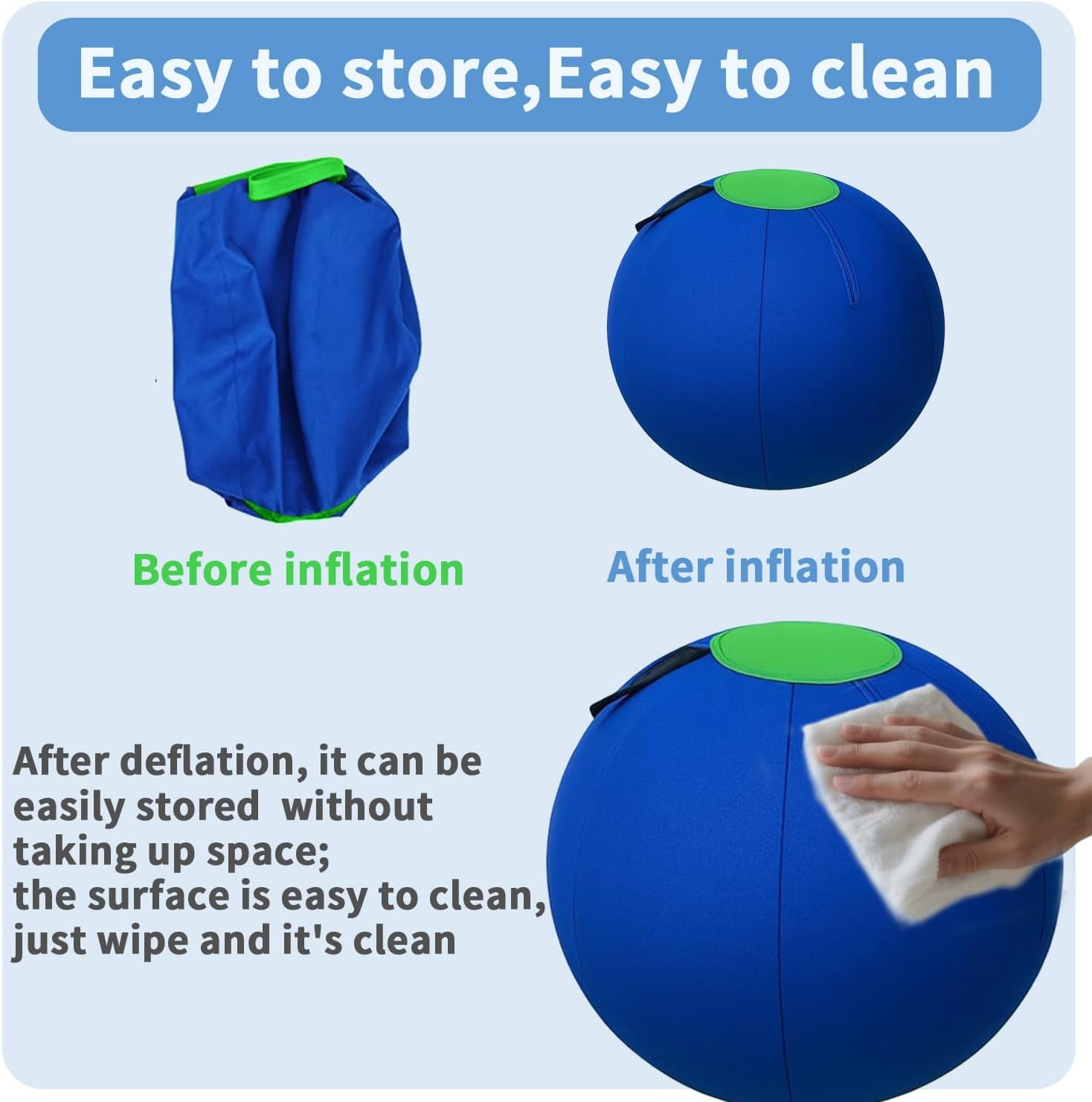 30" Oversized Lawn Play Ball - Cobalt Blue - Giant Kickball & Bounce Ball - Double-Layer (Rubber Bladder + Canvas Cover) w/Foot Pump (Blue and Green)