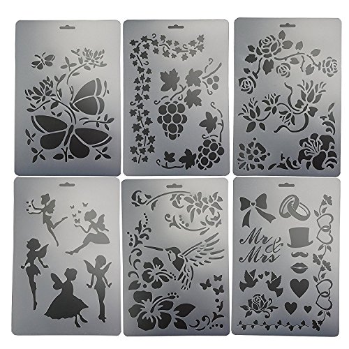 Bilipala Laser Painting Drawing Stencils for DIY Painting Decor, Templates for Drawing, Set of 6