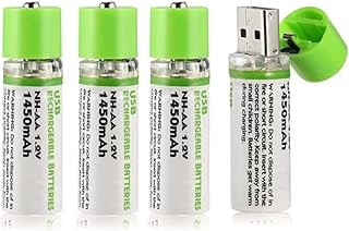 SKEIDO 4pcs USB AA battery 1.2V 1450 mAh NI-MH Rechargeable Battery LED charging indicator light