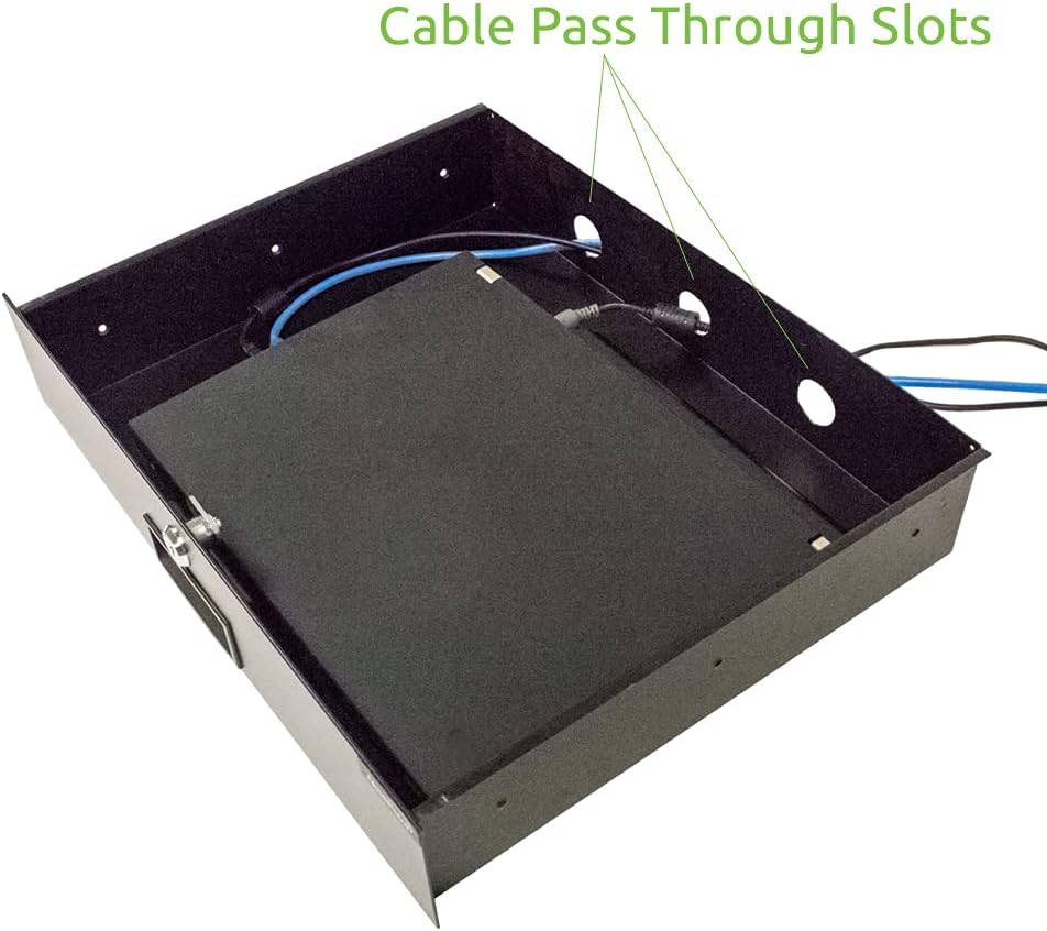 Navepoint Rack Mount Drawer for 19-Inch Server Cabinet Case Or DJ with Lock and Key 2U Black