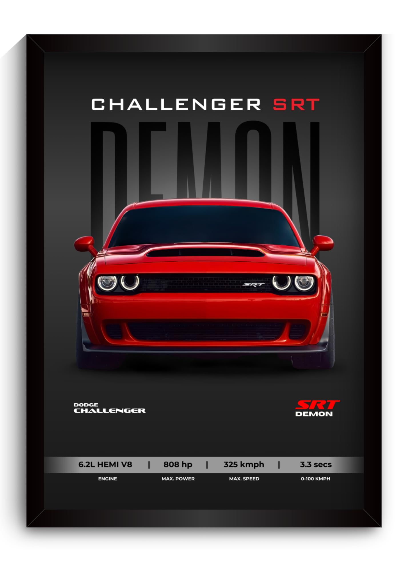 Dodge Challenger Poster | Framed Dodge Challenger SRT Demon A4