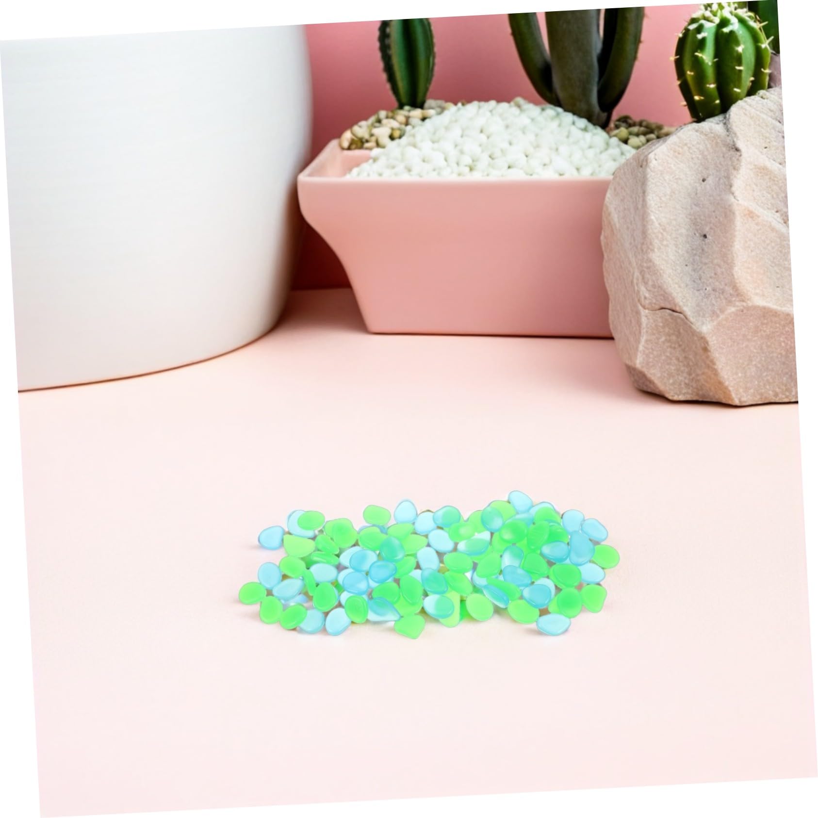 HEMOTON 500 Piezas Piedras Luminosas de Resina para y Jardín Guijarros Decorativos Brillantes sin Tóxicos para Peceras y Paisajismo Exterior