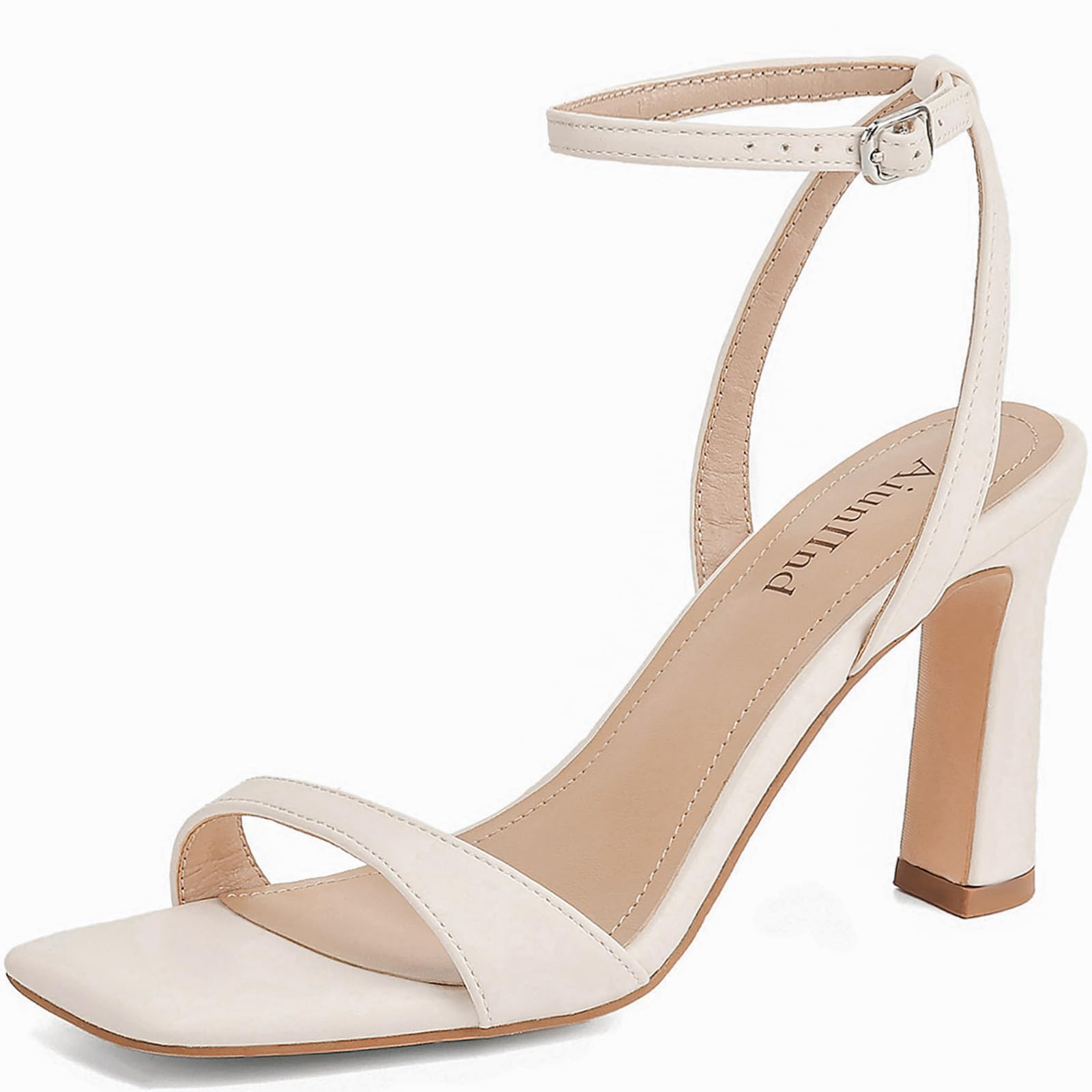 AIUNIIND Women's Heeled Sandals Square Open Toe Chunky High Heels Ankle Strap Sandals for Women Prom Wedding Heels