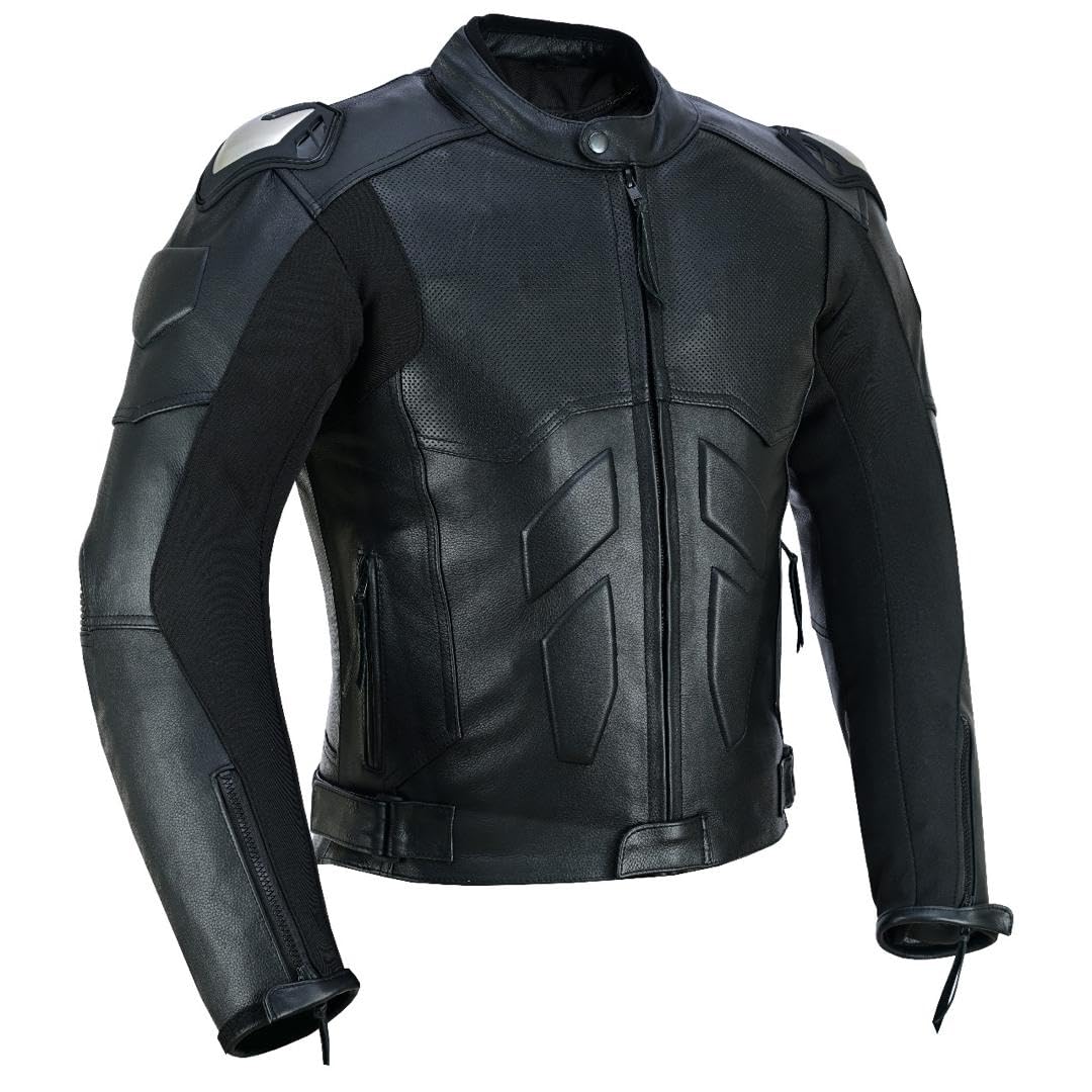 Veste de moto en cuir blindé pour homme, homologuée CE, imperméable, panneaux en maille respirante, épaules et coudes renforcés, veste d'équitation noire