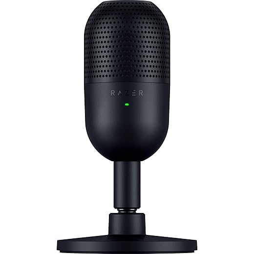 Razer Seiren V3 Mini USB Microphone: Condenser Mic - Supercardioid Pickup Pattern - Tap-to-Mute Sensor with LED Indicator - Shock Absorber - Ultra Compact - PC, Discord, OBS Studio, XSplit - Black