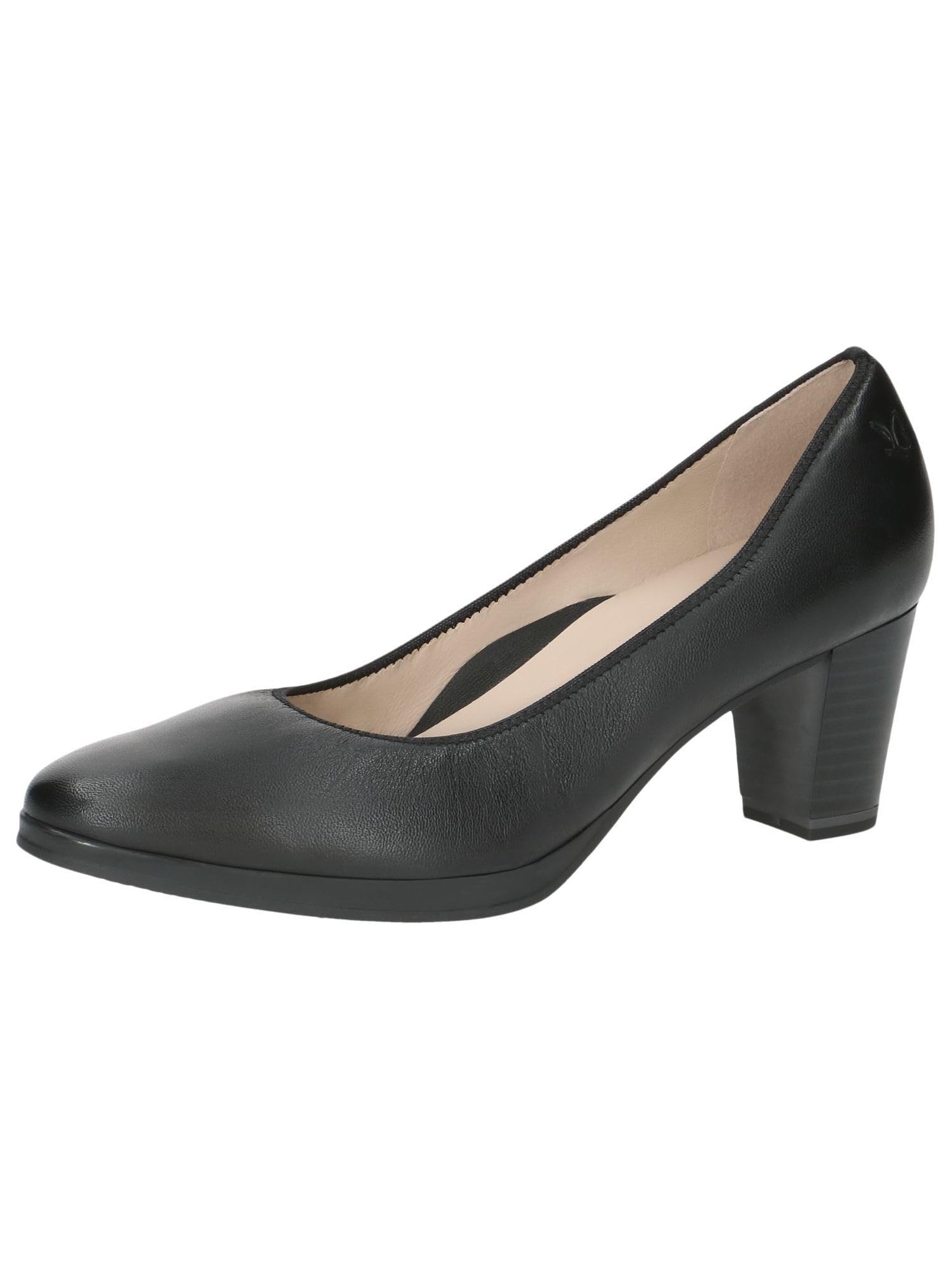 CAPRICE Women Pumps Leather Elegant, Black (Black Nappa), 3.5 UK