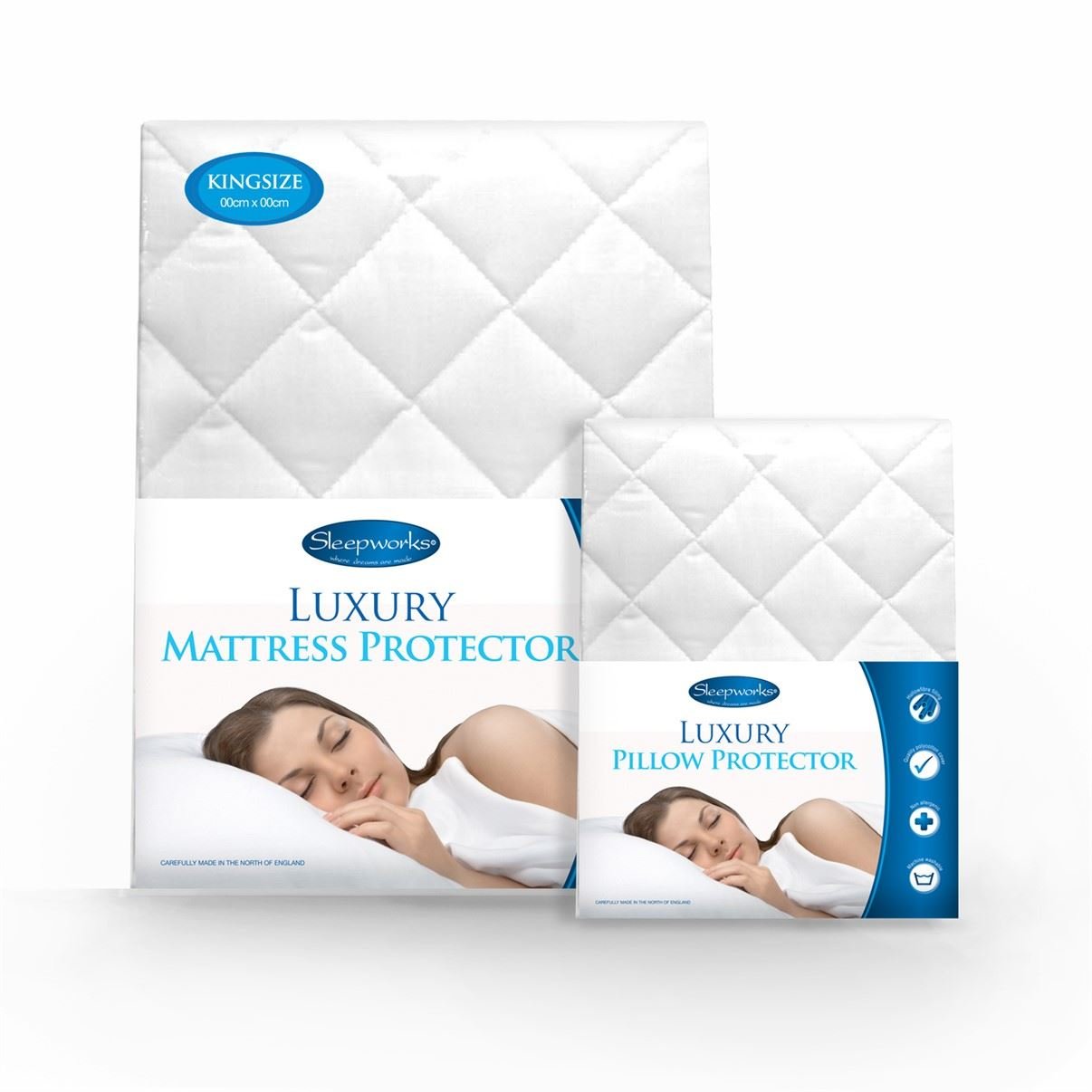 Sleepworks 14" Extra Deep Quilted Superking Bed Size Polycotton Mattress Protector 35cm