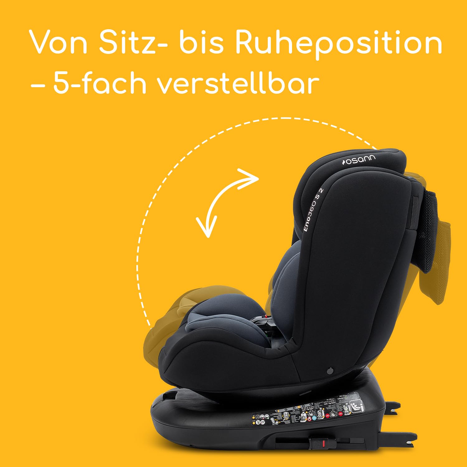 Osann Eno360 S 2 360 Grad drehbarer Kindersitz i-Size Reboarder mit Isofix 40-150 cm Nero