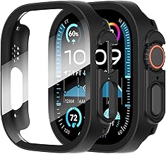 OJOS Screen Protector Case Designed for Apple Watch Ultra 3/2/1 49mm Cover Built in 9H Tempered Glass, Hard PC Protective - Black