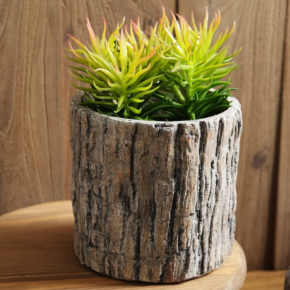 ZXKYZR8 Faux Stakes Planter Sculpture Concrete Planter Tree Root Stump Flower Pot Driftwood Log Post Planter - Indoor Outdoor Cactus Succulent Snake Bamboo Plant Decorative Garden Windowsill