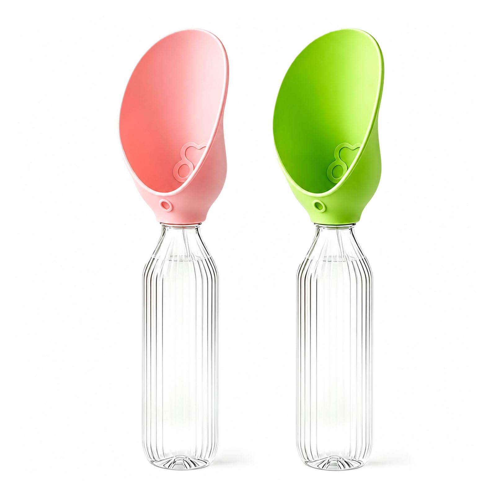 Portable Dog Water Bottle Adapter Silicone Foldable Leaf Bowl Green