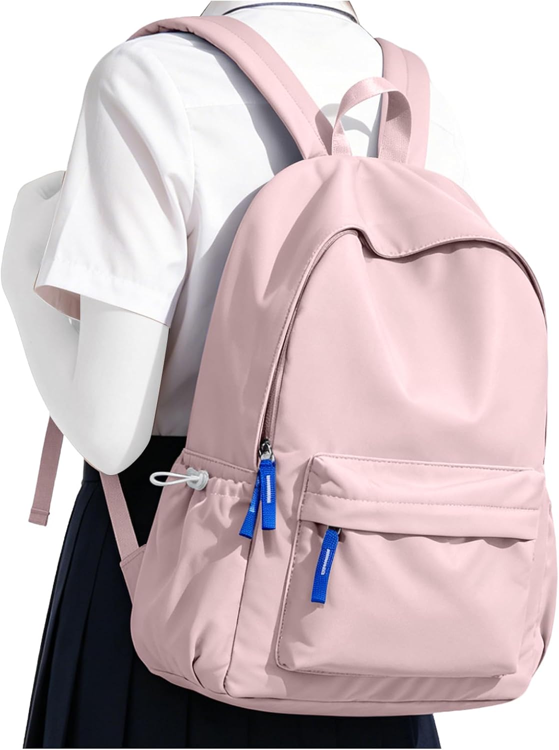 School Backpack for Teen Girls,Simple School Book Bag Waterproof High School Backpack for Boy Middle Student Bookbag College Backpack for Women Men Casual Daypack Travel Aesthetic Backpacks Pink