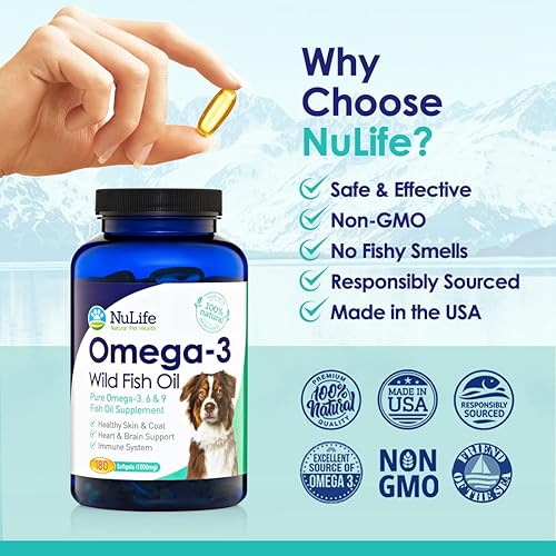 Miniatura 5 de Aceite de pescado puro omega 3 para perros, capturado en la naturaleza de Islandia, suplemento de piel y pelaje para desprendimiento, picazón en la