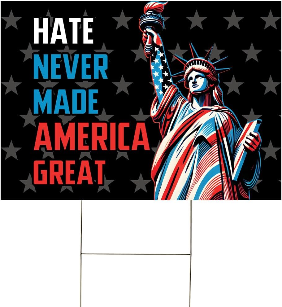 ThuhaTree Store Hate Never Made America Great Yard Sign, Patriotic Us Yard Sign, Patriotic yard signs