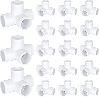 18PCS 4 Way 3/4 PVC Fitting 3/4 Inch PVC Tee Fittings PVC Pipe Fittings 90 Degree Elbow Corner Fittings For 3/4 inch SCH40 PVC Pipe,White