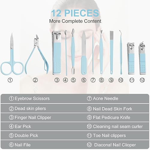 Miniatura 7 de Tumkun Juego de manicura y pedicura, kit de cortaúñas para uñas de los pies, kit de manicura profesional de pedicura, kit de cuidado de uñas con