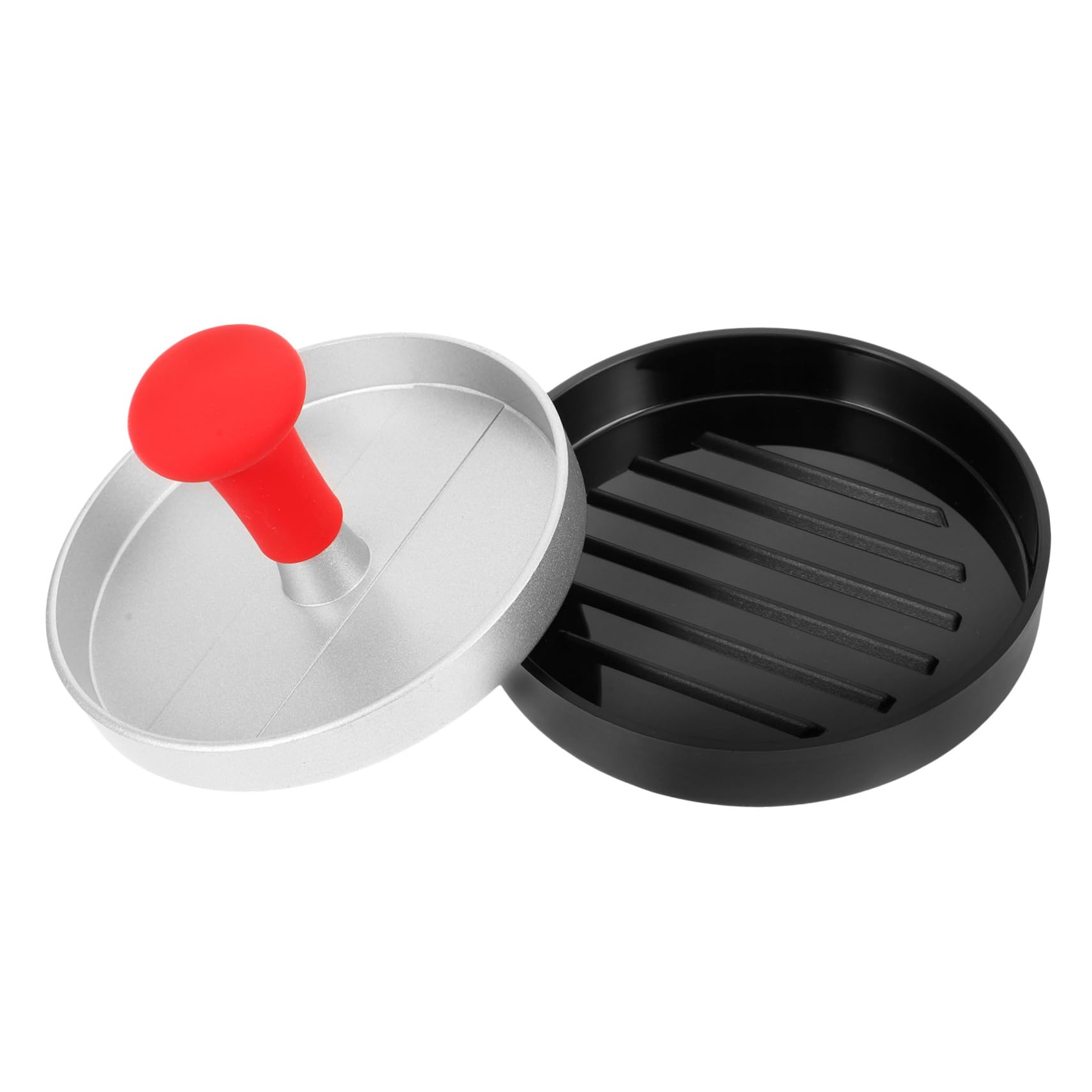 4 Stück Fleischpresse Burgerpresse drücken Steak-Gewichtspresse Hamburger-Patty-Presse Fleischpresswerkzeug Speckpresse für Grillplatte Rostfreier Stahl Silver