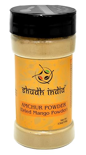 Shudh India Amchur (Mango) - Especias en polvo molido totalmente natural Sin sal Vegano Sin colores Apto para gluten Sin OMG Origen indio