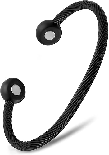 MagnetRX® Pulsera Magnética tipo Brazalete – Cable Trenzado de Acero Inoxidable tipo Brazalete – Pulsera de Campo Magnético para Hombres y Mujeres